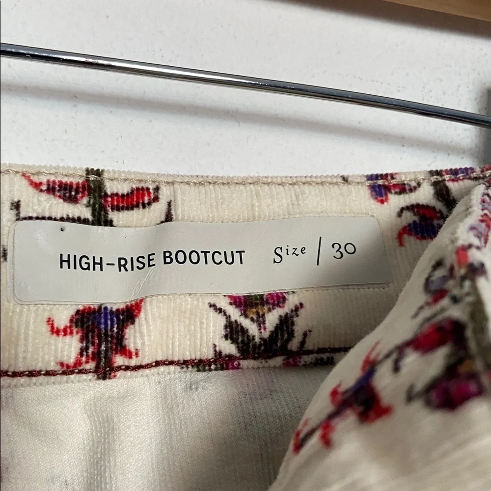 NWOT Anthropologie Pilcro cream corduroy boho printed bootcut jeans